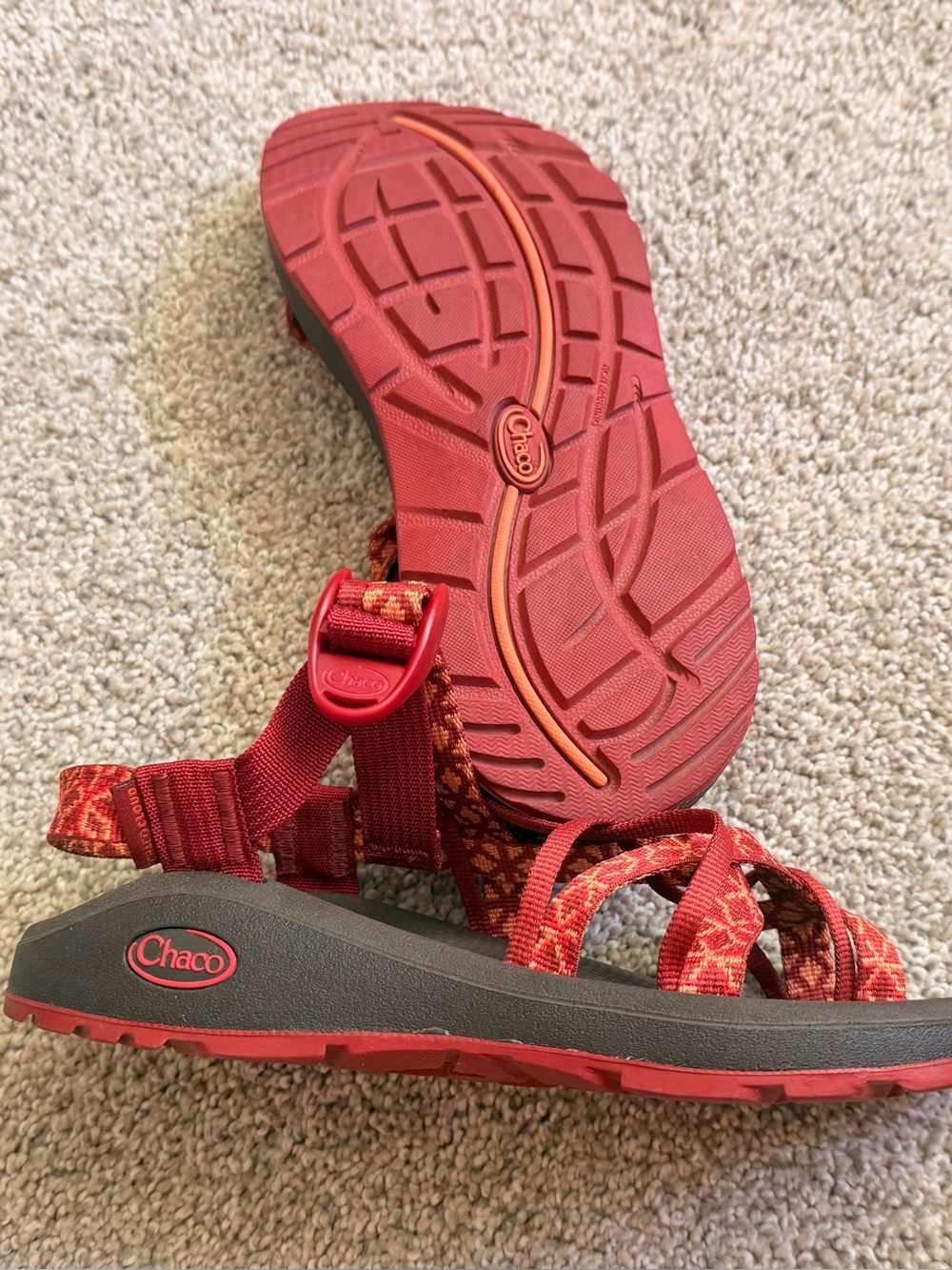 Chaco Red and Gray Women's Sport Sandals